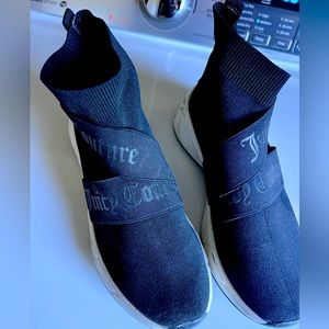 Black with high soles. Sock style runner